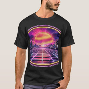 Camiseta Chrome Horizon — Pôr do Sol Retro Synthwave
