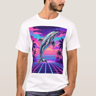 Camiseta Chrome Vaporwave Dolphin — Grade de Palma Sunset R