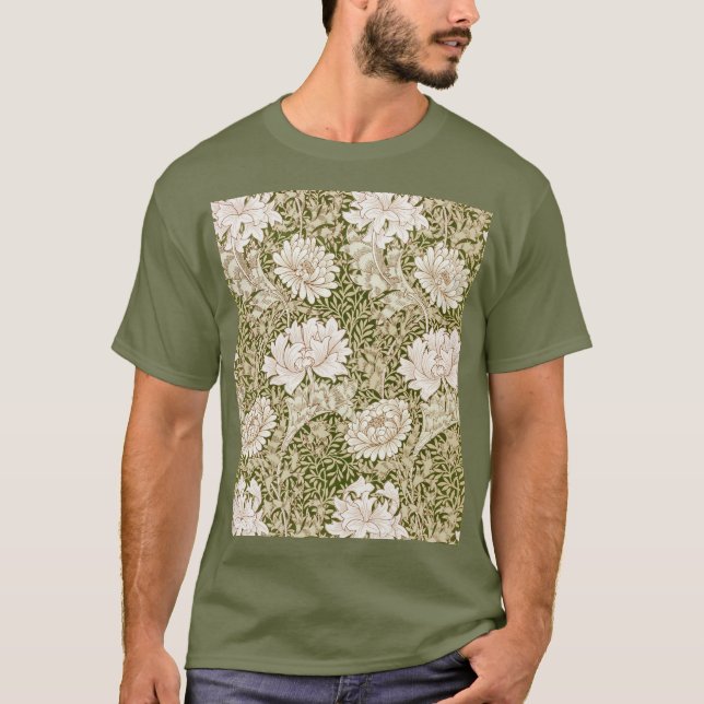 Camiseta Chrysanthemum Dourado, William Morris (Frente)