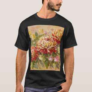 Camiseta Chrysanthemum Meadow: Pintura À Mão Acrílica.