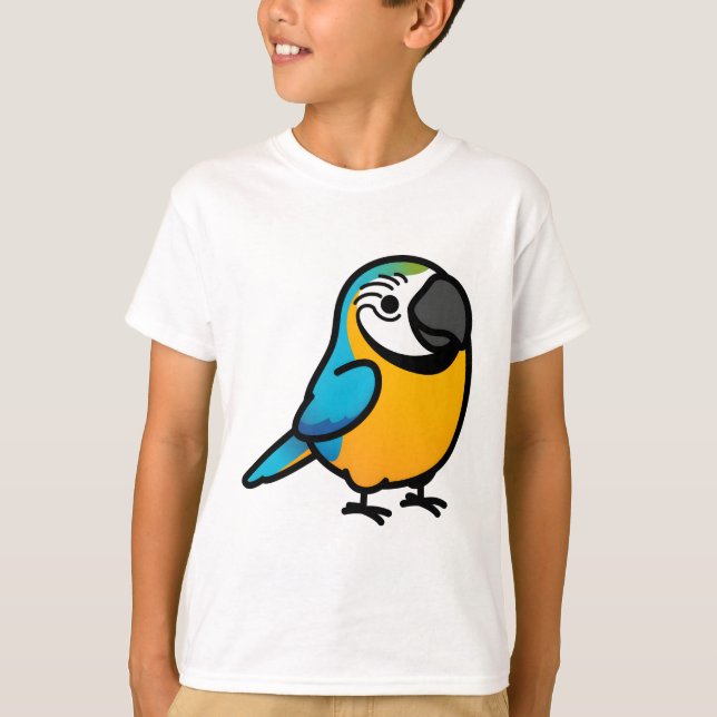 Camiseta Chubby Blue & Dourado Macaw (Frente)