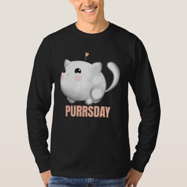 Camiseta Chubby Cat In Love On Purrsday (Frente)