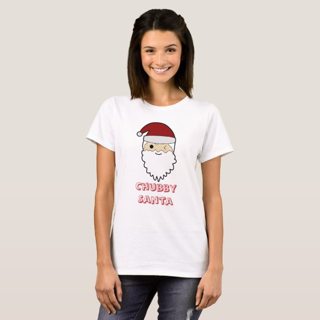 Camiseta Chubby Cute Santa Face – Adorable Christmas Tee (Frente Completa)