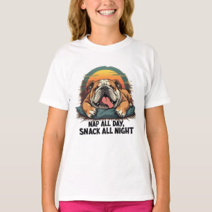 Camiseta Chubby English Bulldog Nap And Snack