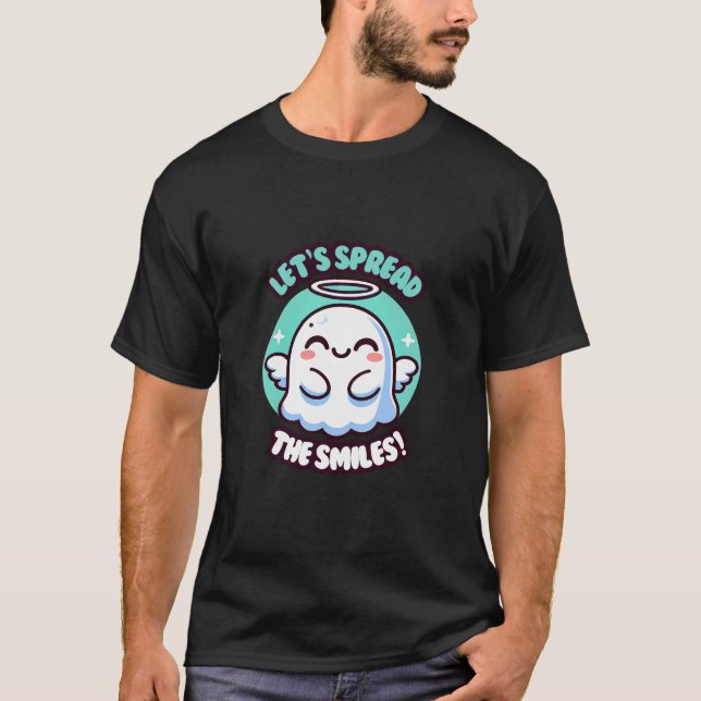 Camiseta Chubby Kawaii Ghost sorrindo como um anjo (Frente)