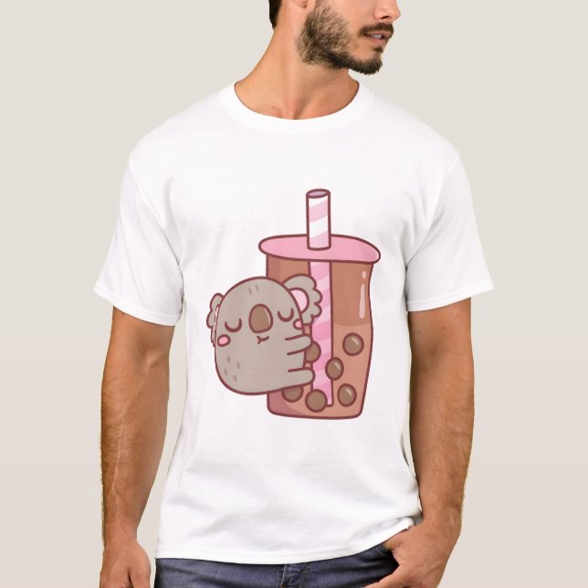 Camiseta Chubby Koala Hugging Bble Taça de Chá (Frente)