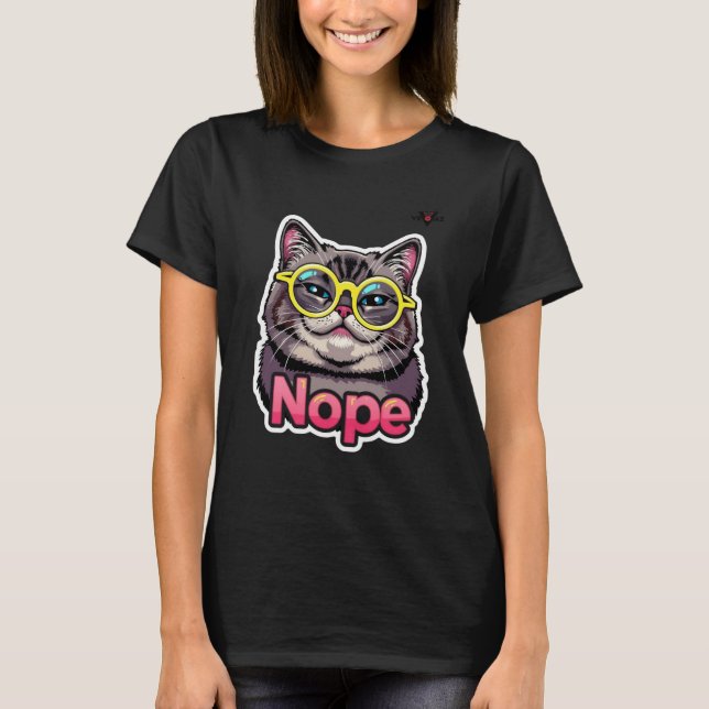 Camiseta Chubby Neon Cat – Nope (Frente)
