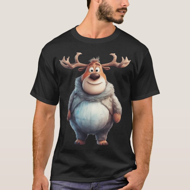 Camiseta Chubby Reindeer Durante O Natal. Número 1 (Frente)