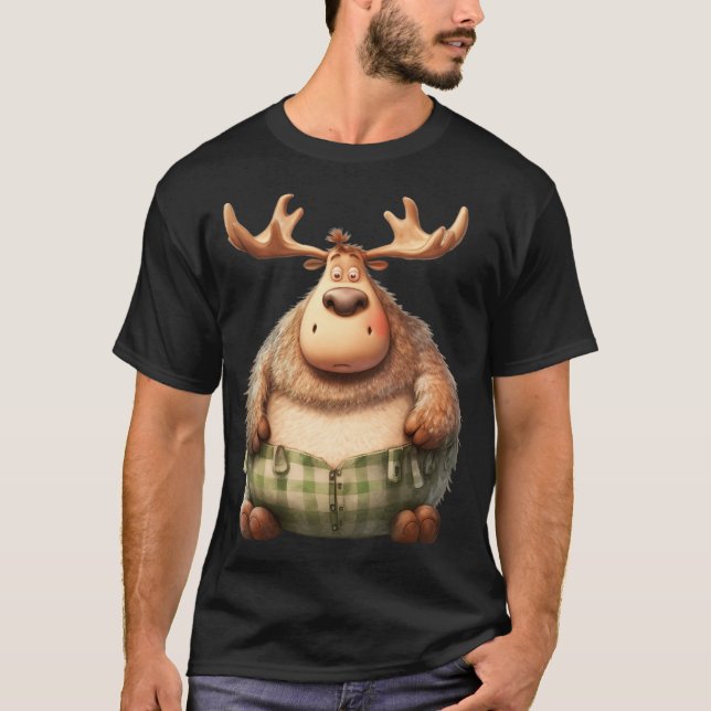 Camiseta Chubby Reindeer Durante O Natal. Número 5 (Frente)