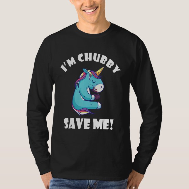 Camiseta Chubby Save Me Animal Rights Rhinoceros Unicorn Rh (Frente)