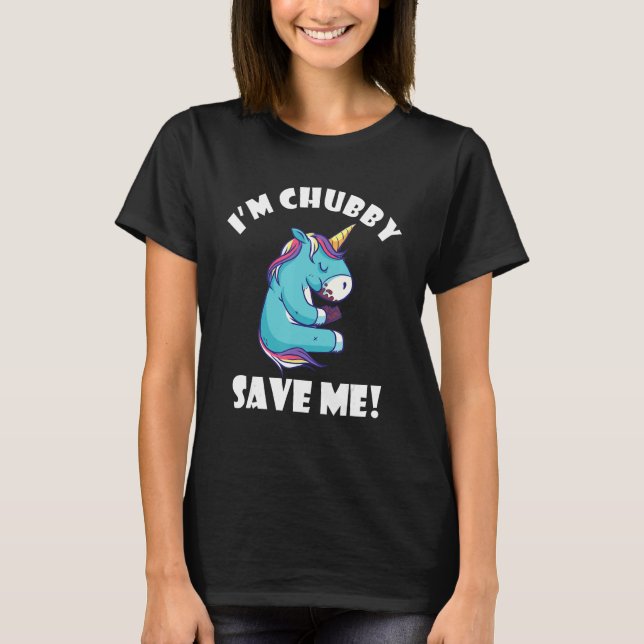 Camiseta Chubby Save Me Animal Rights Rhinoceros Unicorn Rh (Frente)