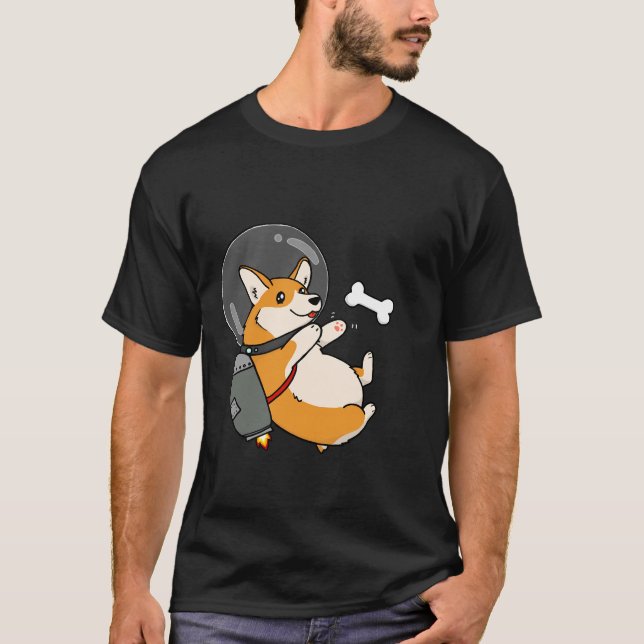 Camiseta Chubby Space Jetpack Corgi (Frente)