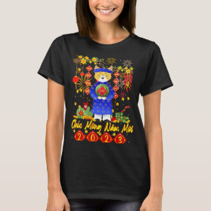 Camiseta Chuc Mung Nam Moi Xuan Quy Mao 2023 Cat em Ao Dai