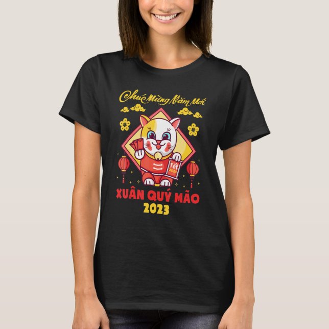 Camiseta Chuc Mung Nam Moi Xuan Quy Mao 2023 Novo Vietnamit (Frente)