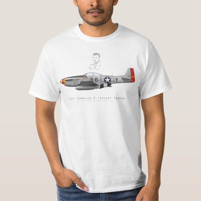 Camiseta Chuck Yeager' s P-51 Mustang “Glamorous Glen III " (Frente)