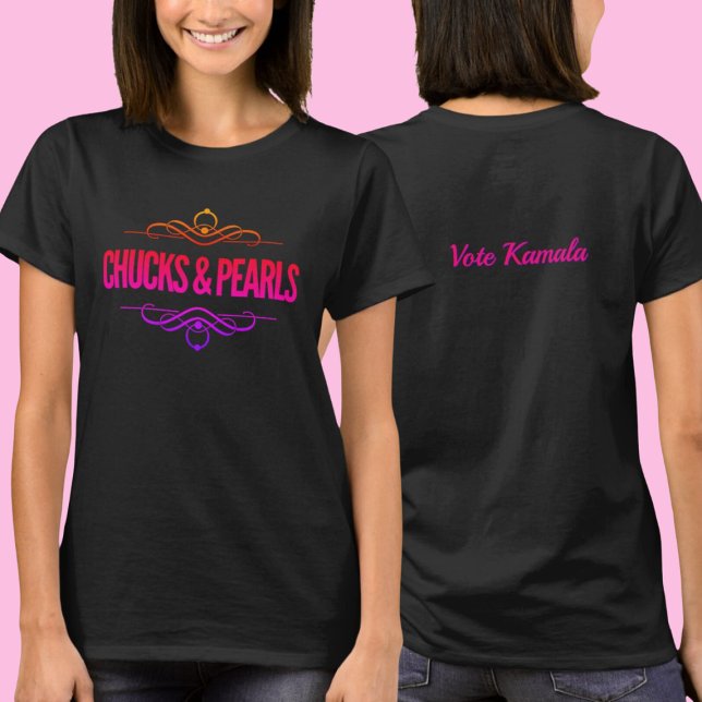 Camiseta Chucks & Pearls Vote Kamala Black (Criador carregado)