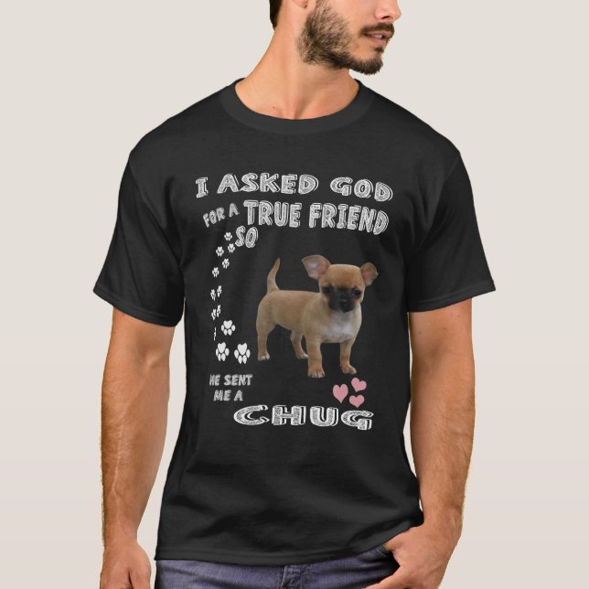Camiseta Chug Dog Lover, Pai Chihuahua Pug, Pugwawa Mãe, Cu (Frente)