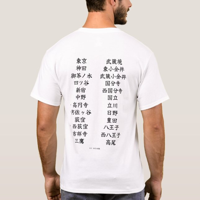 Camiseta "Chuo Line" Japanese station name T-shirts (Verso)