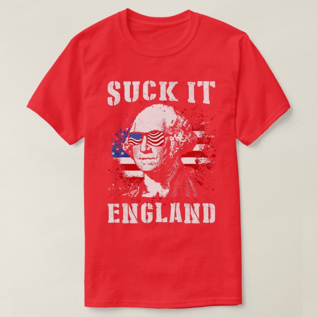 Camiseta Chupa a Inglaterra engraçado 4 de julho Dia Memori (Frente do Design)