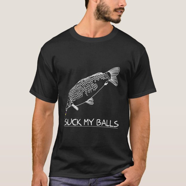 Camiseta Chupa As Minhas Bolas Carpa Boca-Látea Pesca Angla (Frente)