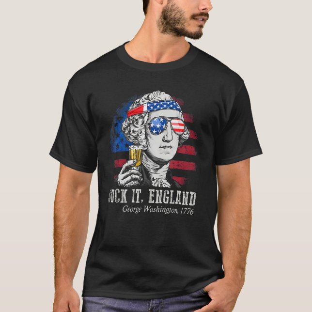 Camiseta Chupa Inglaterra Engraçado 4 de Julho George Washi (Frente)