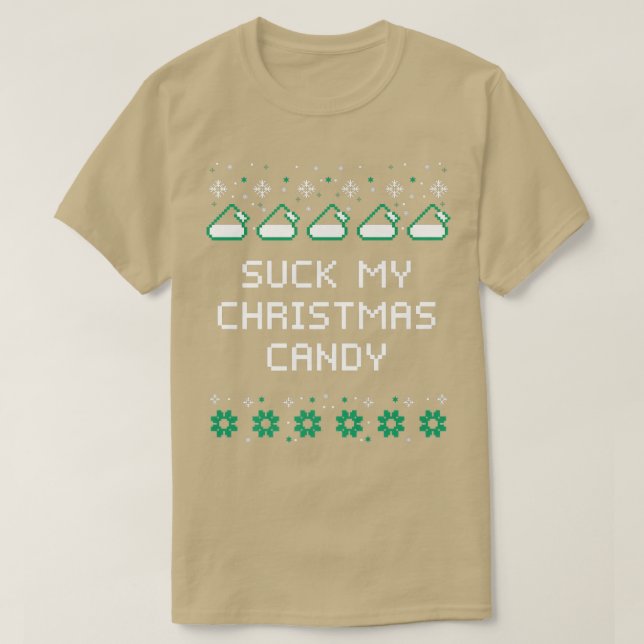 Camiseta Chupa meus Casais de Natal amantes de humor adulto (Frente do Design)