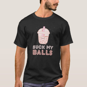 Camiseta Chupa minhas bolas Boba Tea Bubble Kawaii Face