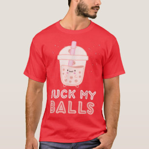 Camiseta Chupa minhas bolas Boba Tea Bubble Kawaii Face