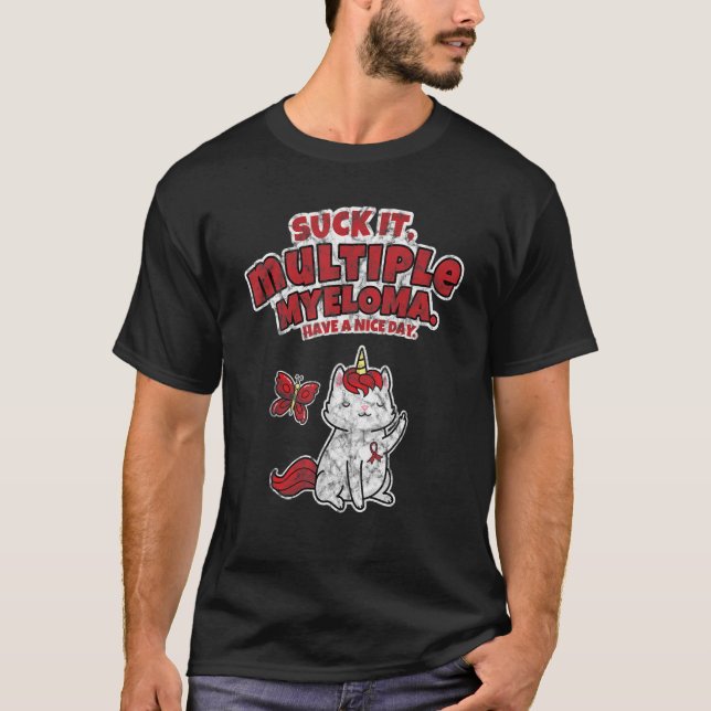 Camiseta Chupa-o Múltiplo Mieloma Unicorla Gato Borboleta (Frente)