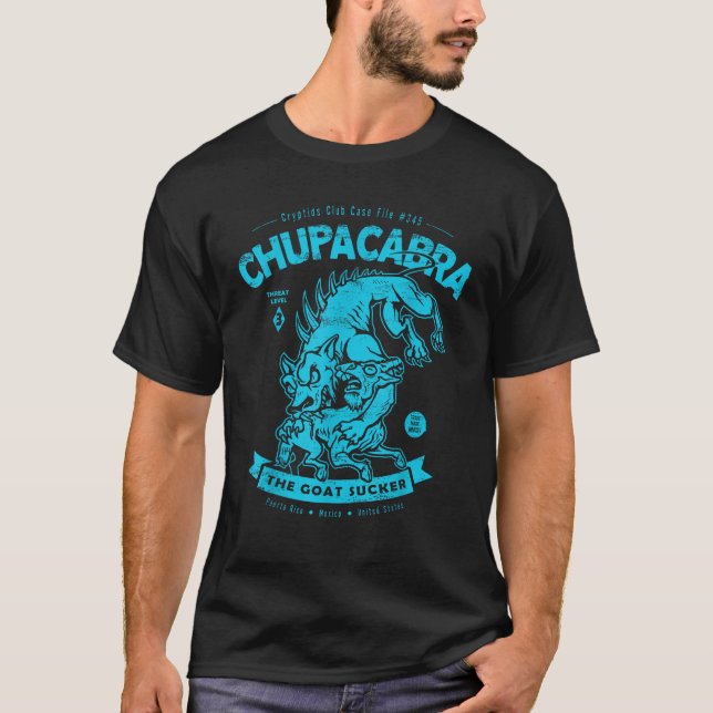 Camiseta Chupacabra O Suga-Çabra Arquivo de Caso de Criptoz (Frente)