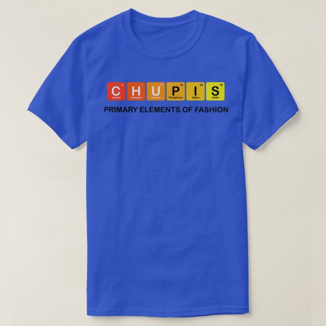 Camiseta Chupis - Elementos vermelhos - letras negras (Frente do Design)