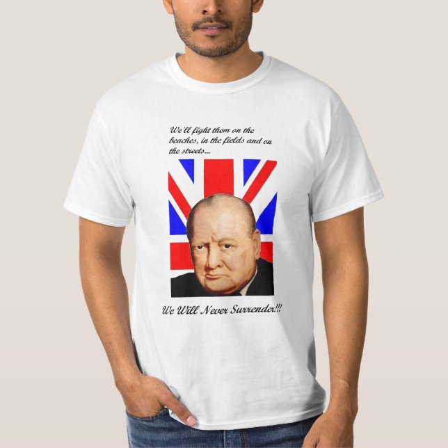 Camiseta Churchill nunca rende o t-shirt básico (Frente)