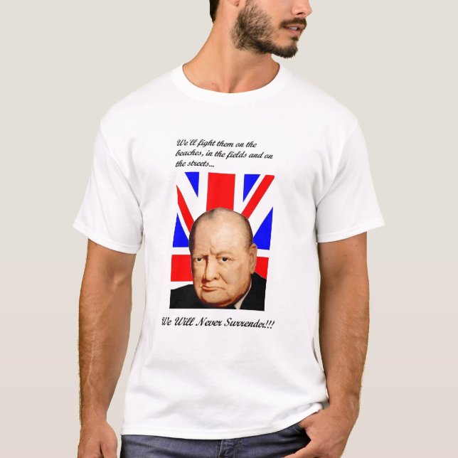 Camiseta Churchill nunca rende o t-shirt básico (Frente)