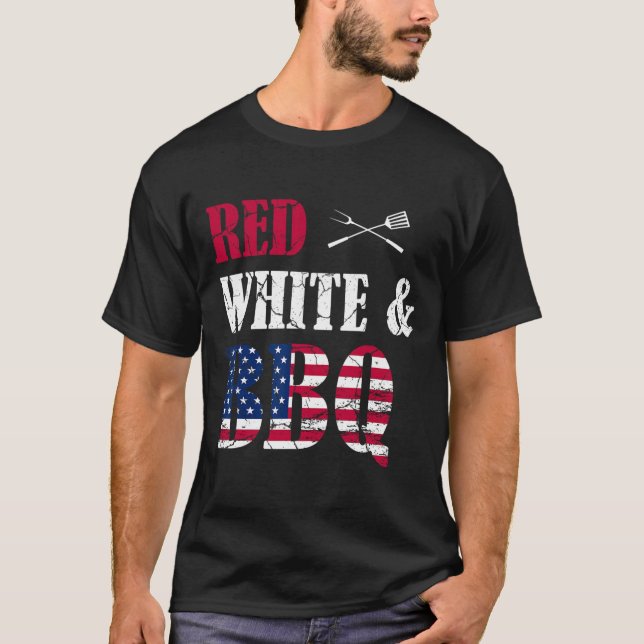 Camiseta Churrasco 4 De Julho White Vermelho E Bandeira Ame (Frente)
