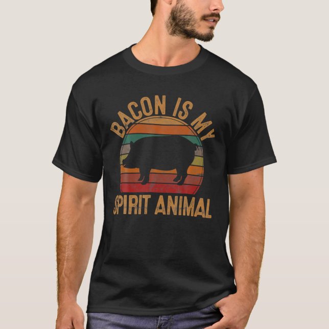 Camiseta CHURRASCO Bacon É Meu Espírito Animal Retro Pork G (Frente)