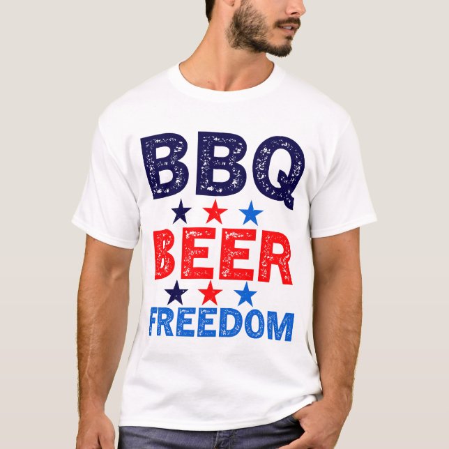 Camiseta CHURRASCO Beer Freedom America 4 de julho (Frente)