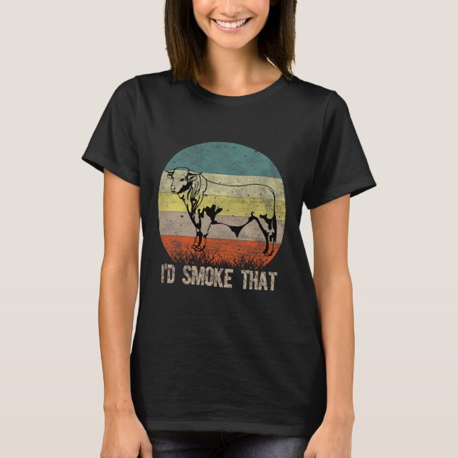 Camiseta Churrasco Engraçado Eu Fumaria Esse Design de Esti (Frente)