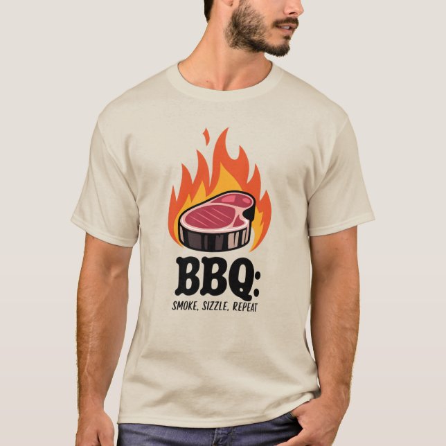 Camiseta CHURRASCO: Fumar, Sizzle, Repetir (Frente)