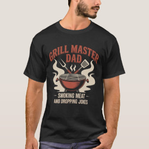 Camiseta Churrasco Funny Emblem do Pai mestre Retro Grill