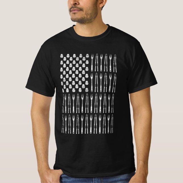 Camiseta CHURRASCO Grieling Barbecue American Flag EUA Amér (Frente)