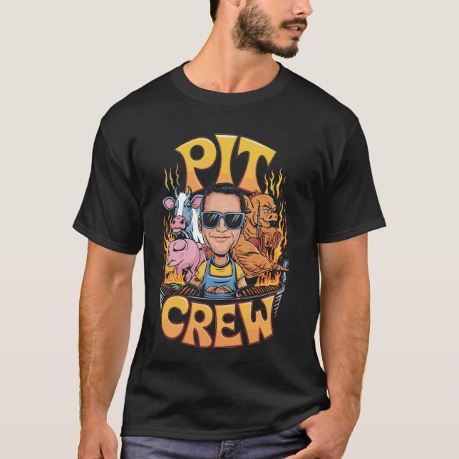Camiseta Churrasco Pit Crew Vaca Porco Frango (Frente)