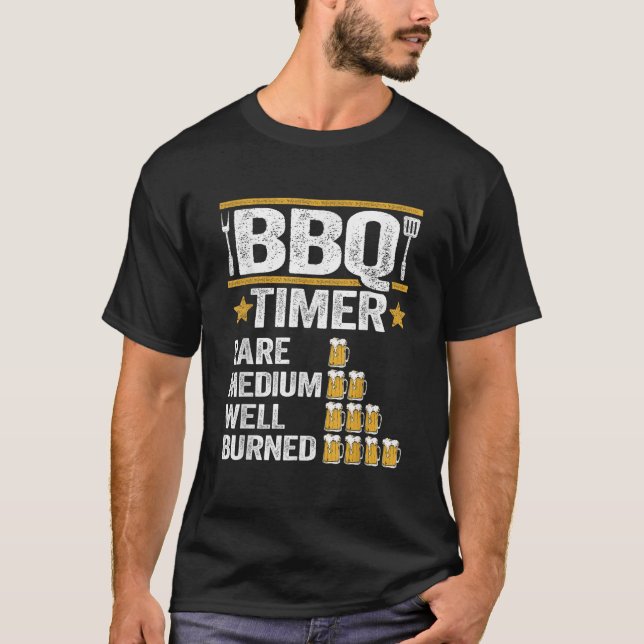 Camiseta CHURRASCO Timer Griling Barbecue Fumar Carne Engra (Frente)