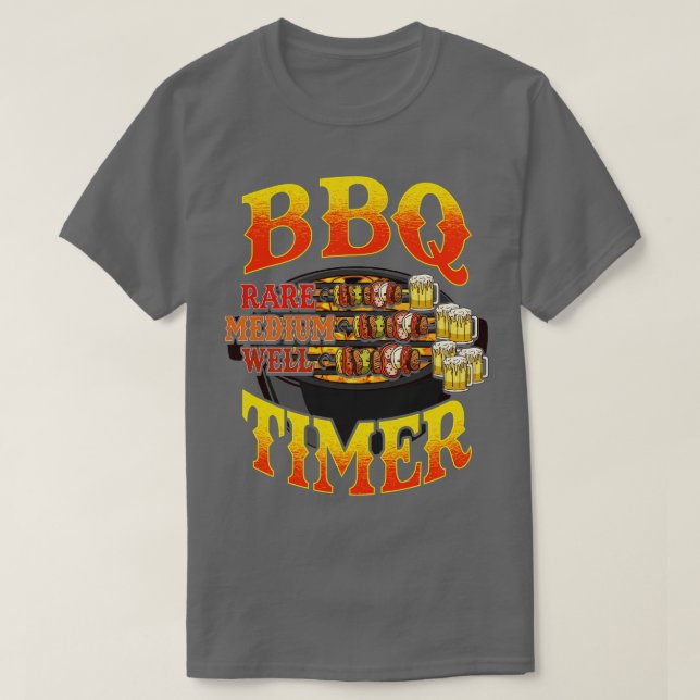 Camiseta CHURRASCO Timer Grill Master Beer Bebendo Humo (Frente do Design)