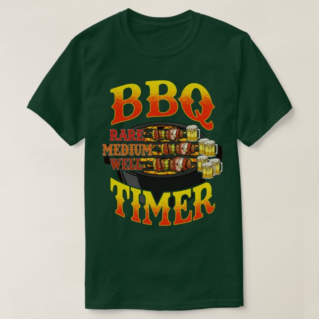 Camiseta CHURRASCO Timer Grill Master Beer Bebendo Humo (Frente do Design)