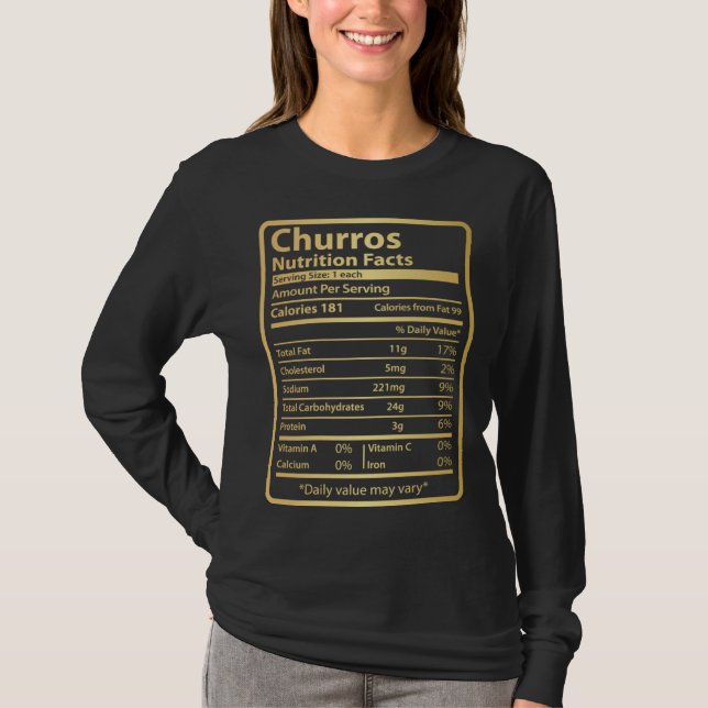 Camiseta Churros Nutrition Facts  Food for Thanksgiving (Frente)