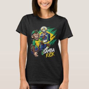 Camiseta Chute de samba - Bandeira do futebol macaco Brasil
