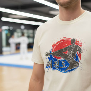 Camiseta Chute de Taekwondo com Arte de Tinta da Bandeira C