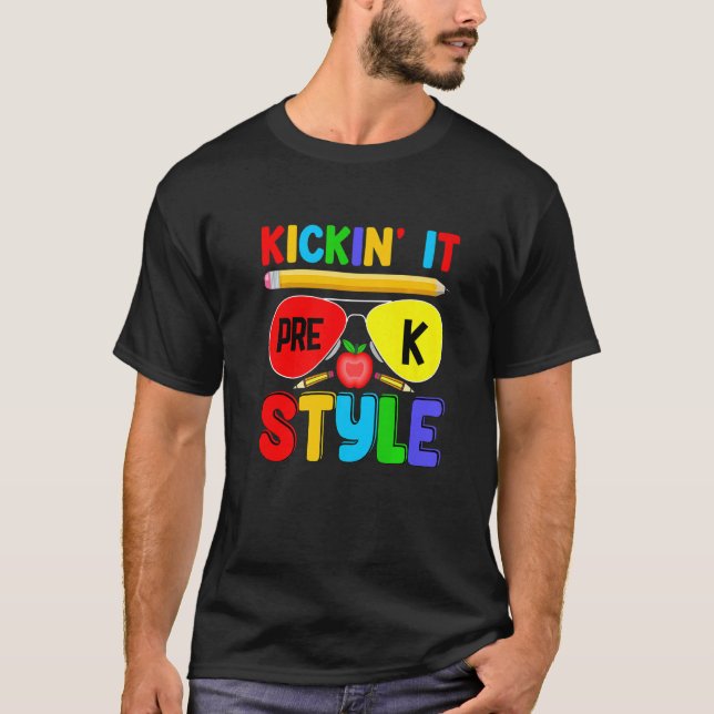 Camiseta Chute o estilo Pré K de volta às crianças de profe (Frente)