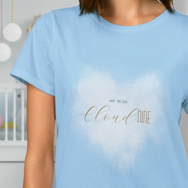 Camiseta Chuva 9 Azul Celestial para Chá de Bebê Família da (Cloud 9 Celestial Blue Baby Shower Mom Family T-Shirt ©Susanne Sachers - Sunny Mind 🌞)