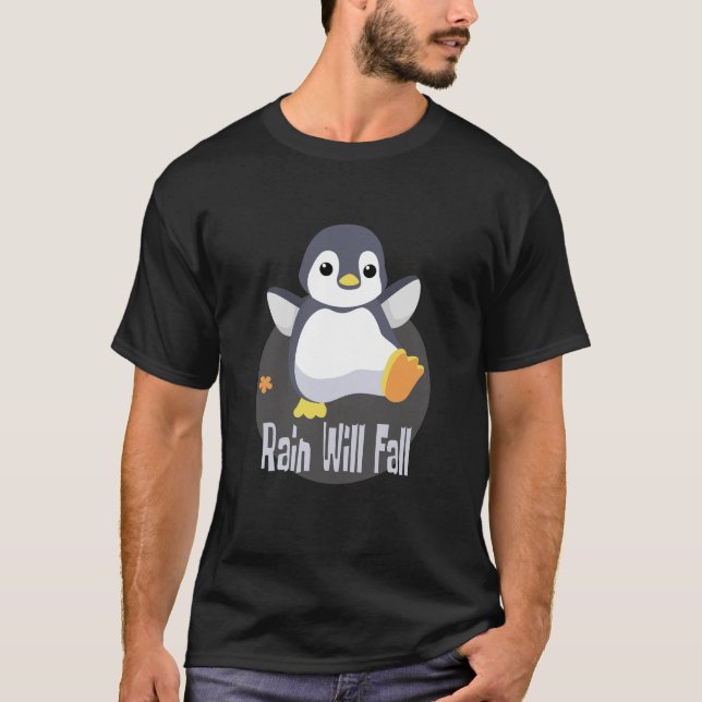 Camiseta Chuva cairá alegre pinguim bebê engraçado Kawaii (Frente)